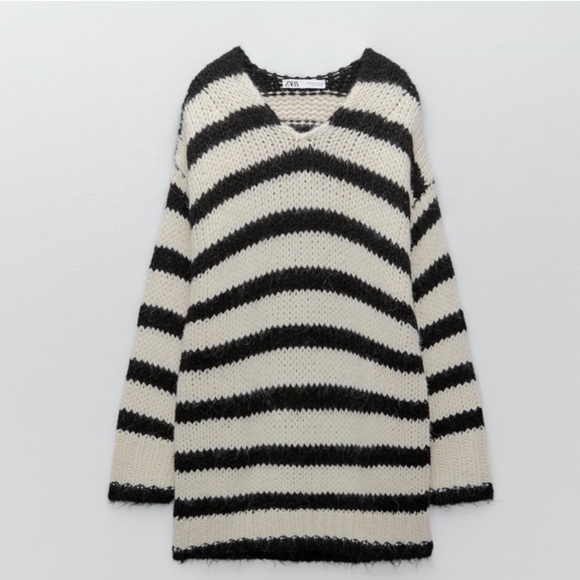 ZARA WOOL AND ALPACA BLEND STRIPED KNIT SWEATER - Picture 5 of 9